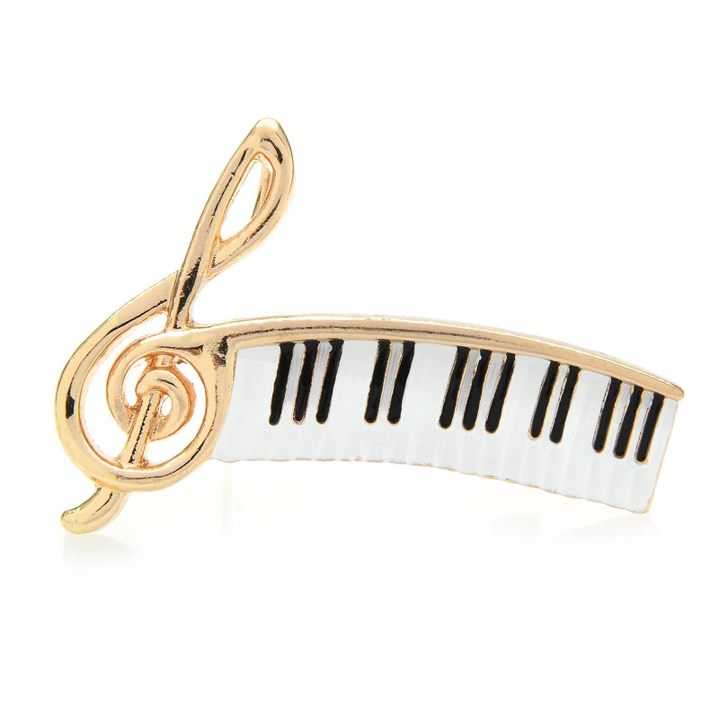 Treble Clef and Piano Keys Brooch