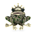 Green Enamel Frog Prince Brooch