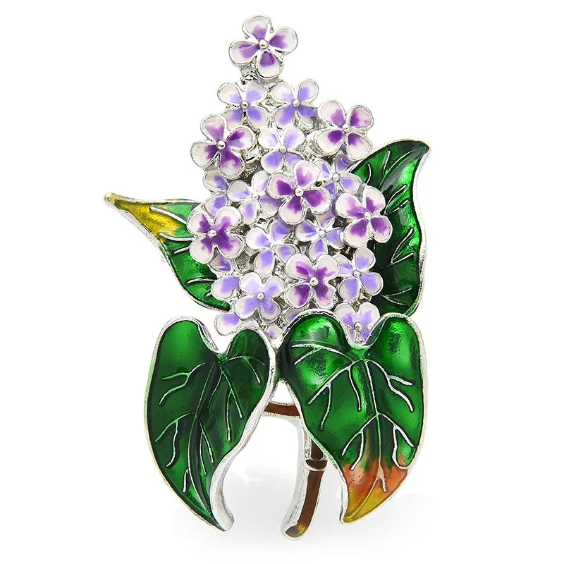 Enamel Lilac Blossom Brooch