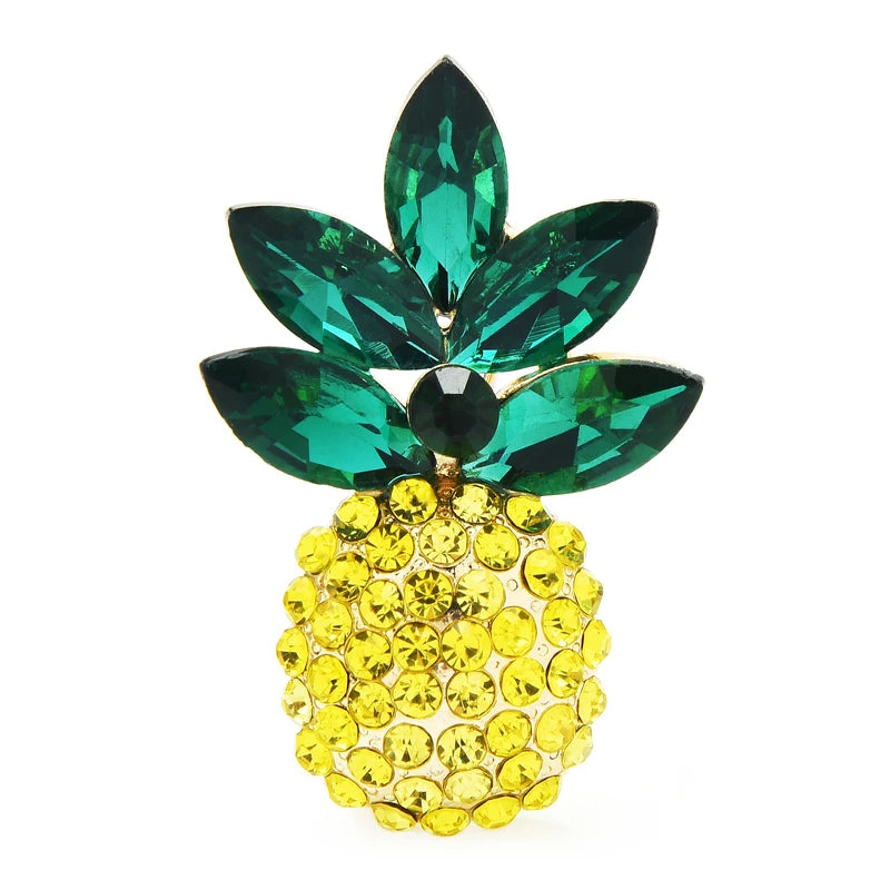 Yellow and Green Jeweled Pineapple Brooch
