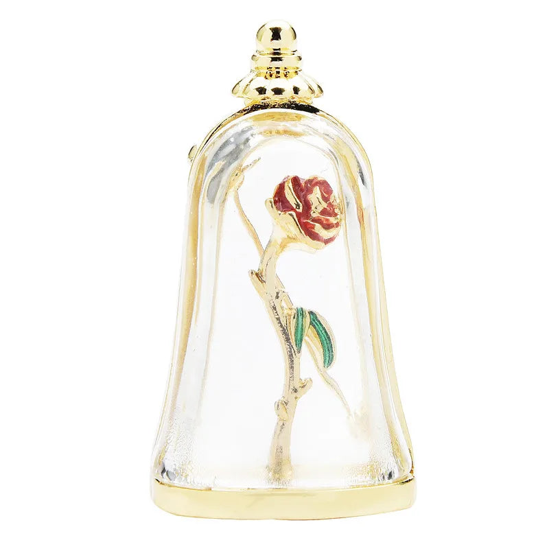 Enamel Rose Under Glass Dome Brooch
