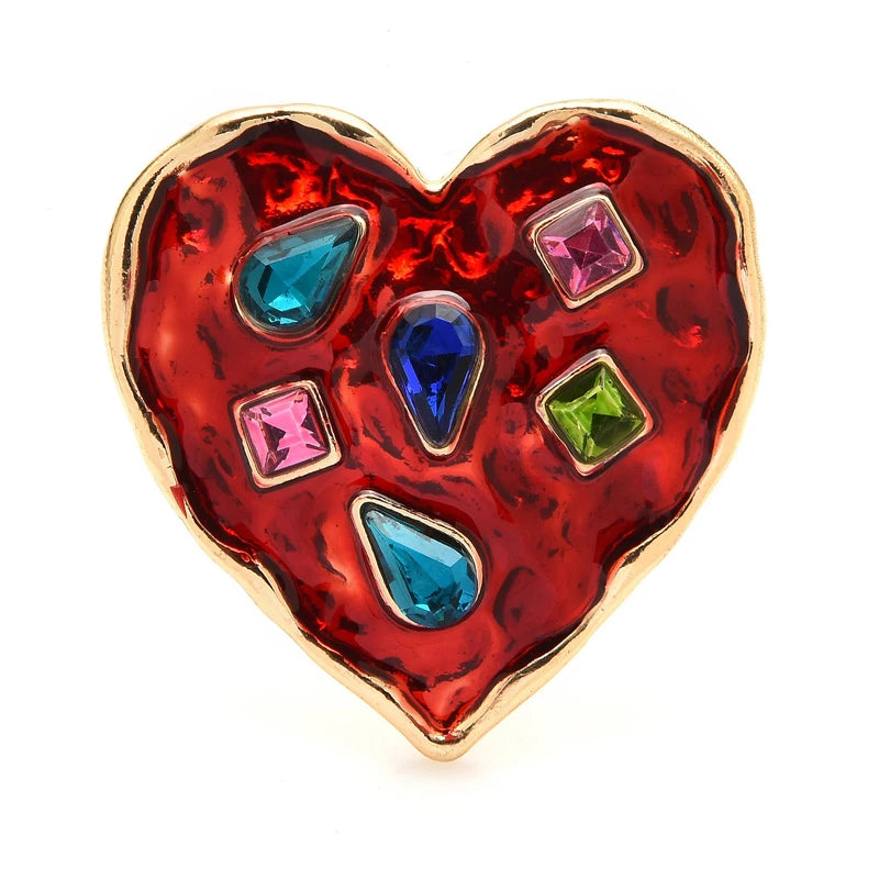 Colorful Jewel Enamel Heart Brooch