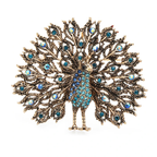Vintage Jeweled Peacock Fan Brooch