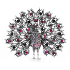 Vintage Jeweled Peacock Fan Brooch