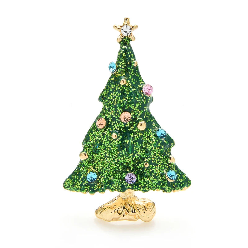 Glitter Enamel Christmas Tree Brooch
