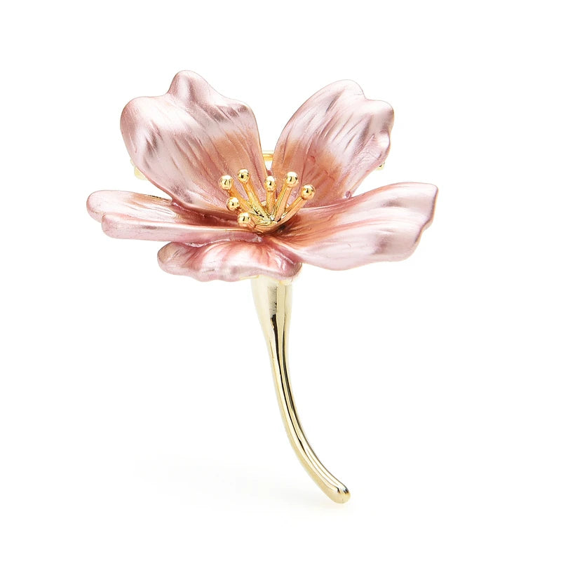 Soft Enamel Blossom Stem Brooch