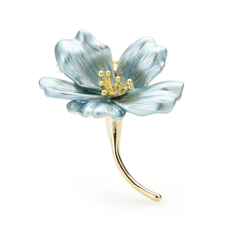 Soft Enamel Blossom Stem Brooch