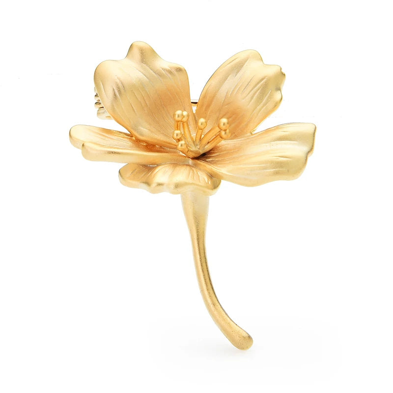 Soft Enamel Blossom Stem Brooch