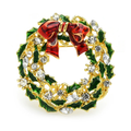Red Bow Christmas Wreath Brooch