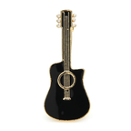 Black Enamel Acoustic Guitar Brooch