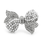 Pearl-Look Rhinestone Bow Brooch