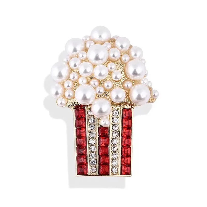 Pearl-Look Popcorn Box Brooch