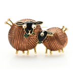 Two Sheep Enamel Duo Brooch