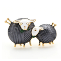 Two Sheep Enamel Duo Brooch