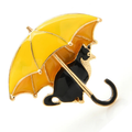 Enamel Cat Under Umbrella Brooch