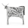 Vintage Textured Longhorn Cattle Brooch
