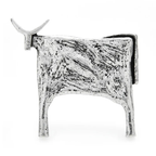 Vintage Textured Longhorn Cattle Brooch