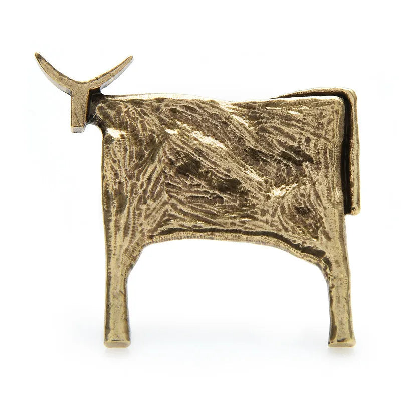 Vintage Textured Longhorn Cattle Brooch