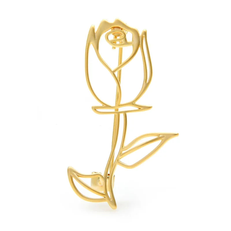 Minimalist Openwork Rose Brooch