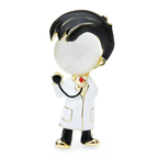 Enamel Doctor with Stethoscope Brooch