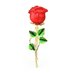 Red Enamel Rose Stem Brooch