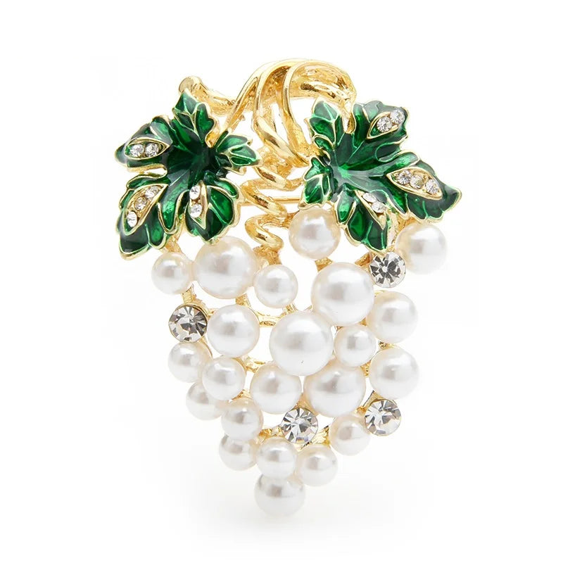 Pearl-Look Grape Cluster Brooch
