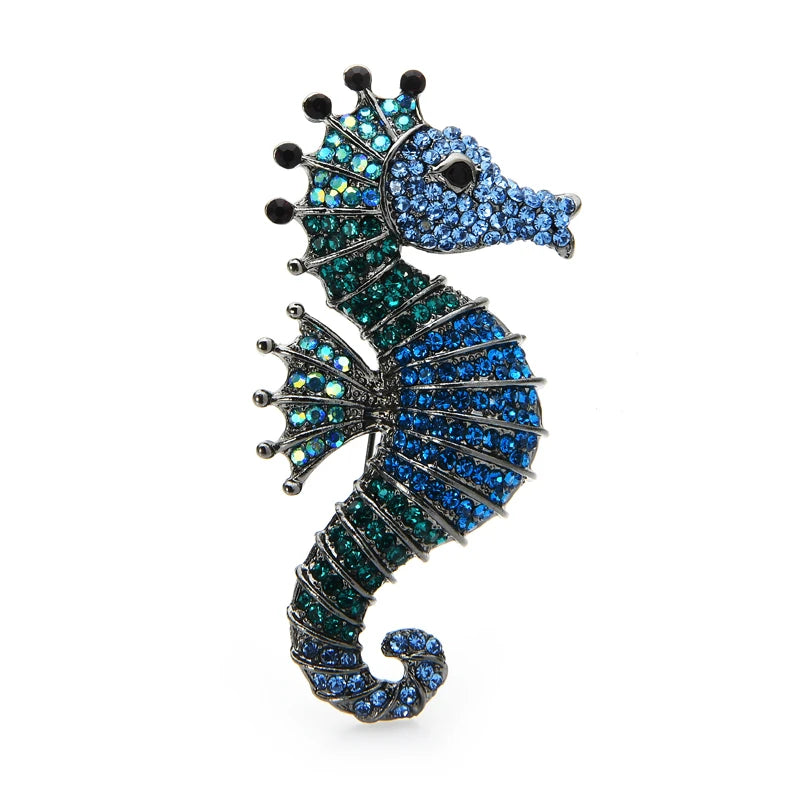 Rhinestone Seahorse Brooch