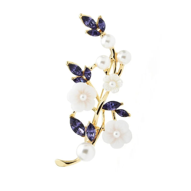 Acrylic Blossom and Pearl-Look Branch Brooch