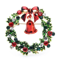 Red Bell Christmas Wreath Brooch