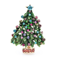 Multicolor Jeweled Christmas Tree Brooch
