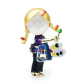Enamel Artist with Palette Brooch