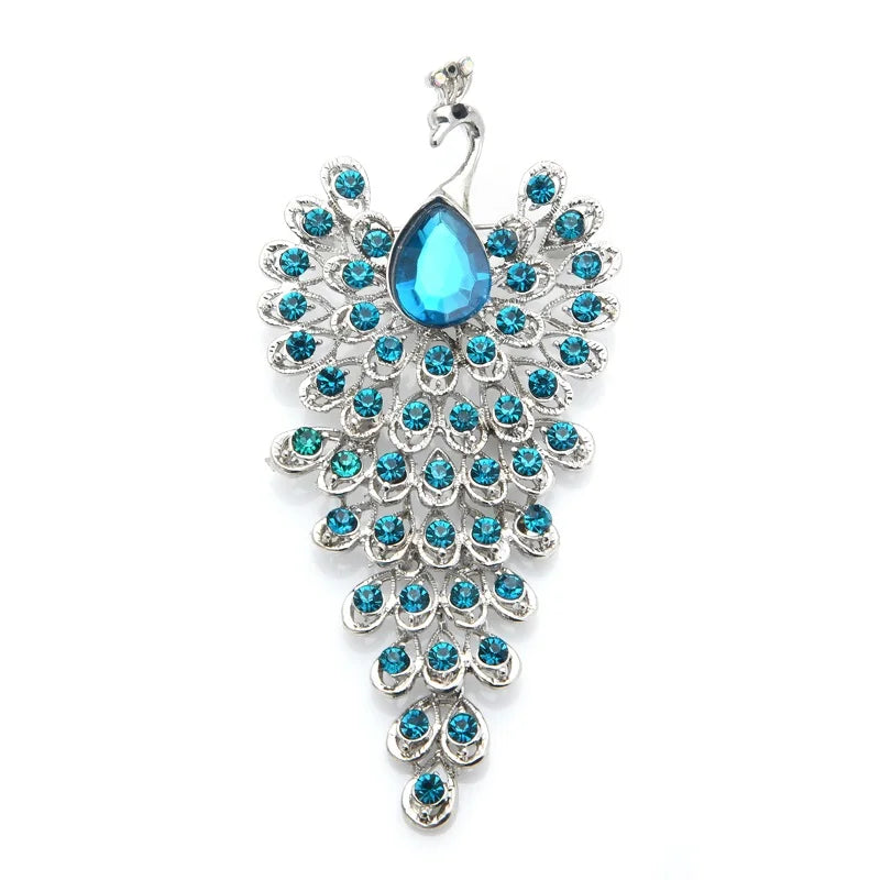 Jeweled Peacock Tail Brooch