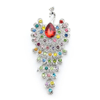 Jeweled Peacock Tail Brooch