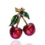Red Enamel Cherry Pair Brooch