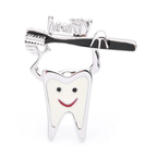 Smiling Tooth and Toothbrush Brooch