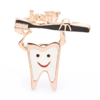 Smiling Tooth and Toothbrush Brooch