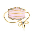 Enamel Face Mask with Bow Brooch