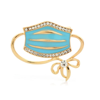 Enamel Face Mask with Bow Brooch