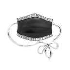 Enamel Face Mask with Bow Brooch
