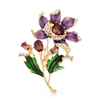 Purple Enamel Flower Branch Brooch