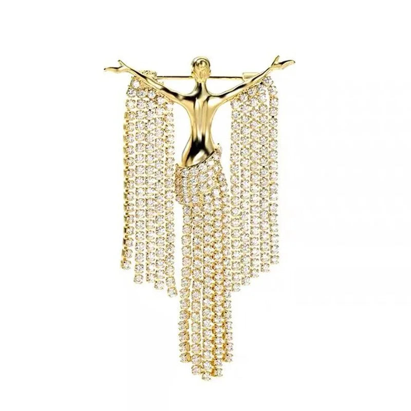 Art Deco Jeweled Fringe Angel Brooch