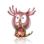 Enamel Antlered Owl Brooch