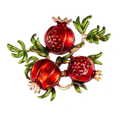 Red Enamel Pomegranate Branch Brooch