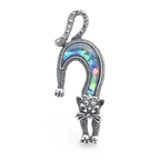 Natural Shell Stretching Cat Brooch
