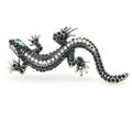 Blue and Clear Rhinestone Gecko Brooch
