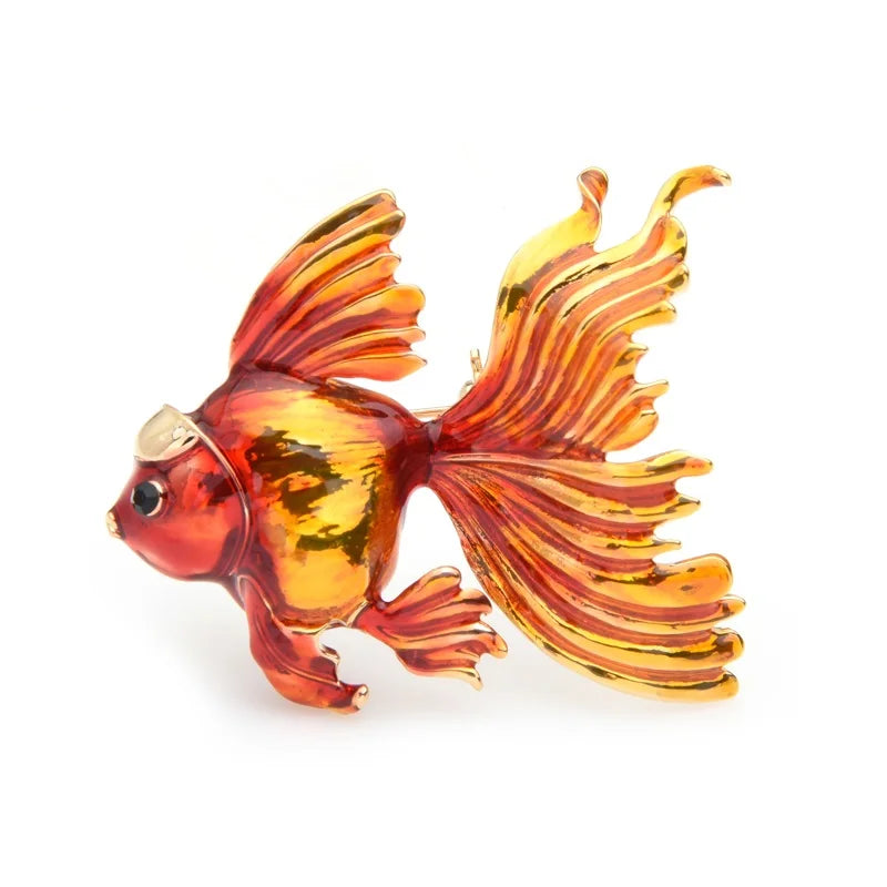 Fan Tail Enamel Fancy Goldfish Brooch