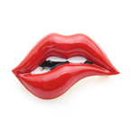 Glossy Red Enamel Lips Brooch