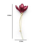 Pink Enamel Magnolia Stem Brooch