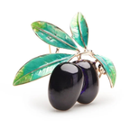 Purple Enamel Olive Branch Brooch