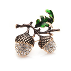 Jeweled Acorn and Oak Leaf Brooch
